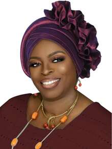 1件装女士非洲风情3D立体花卉头巾帽，时尚百搭发饰，兼具装饰性和实用性，适合喜爱异域风情的女性，日常佩戴、聚会、宗教场合、斋月、开斋节、情人节礼物，也可作睡帽。 - 彩色 - 查看 15