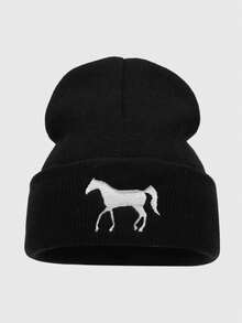 1顶小马宝莉图案刺绣几何针织帽，男女通用，冬季保暖户外嘻哈风保暖帽 - 馬 - 查看 15