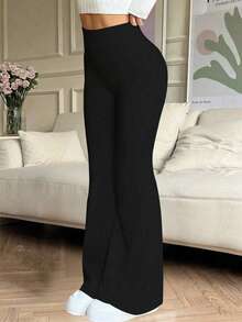 女士高腰喇叭裤，保暖抓绒内衬休闲瑜伽裤，女士打底裤，下装