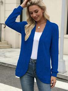 Fashionable Casual Ribbed Knit Cardigan Sweater