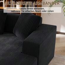 Fully Compressed, Boneless Sofa; Cloud Sofa Combo With L-Shaped Chaise Lounge; Modern Modular Sofa With Deep Seat; Upholstered Sofa For Living Room And Bedroom - Black - View 10