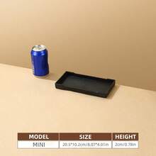 1pc Faux Wood Grain Rectangular Serving Tray, Restaurant Hotel Beverage Tray, Hotel Toiletries Display Plate - Black - View 16