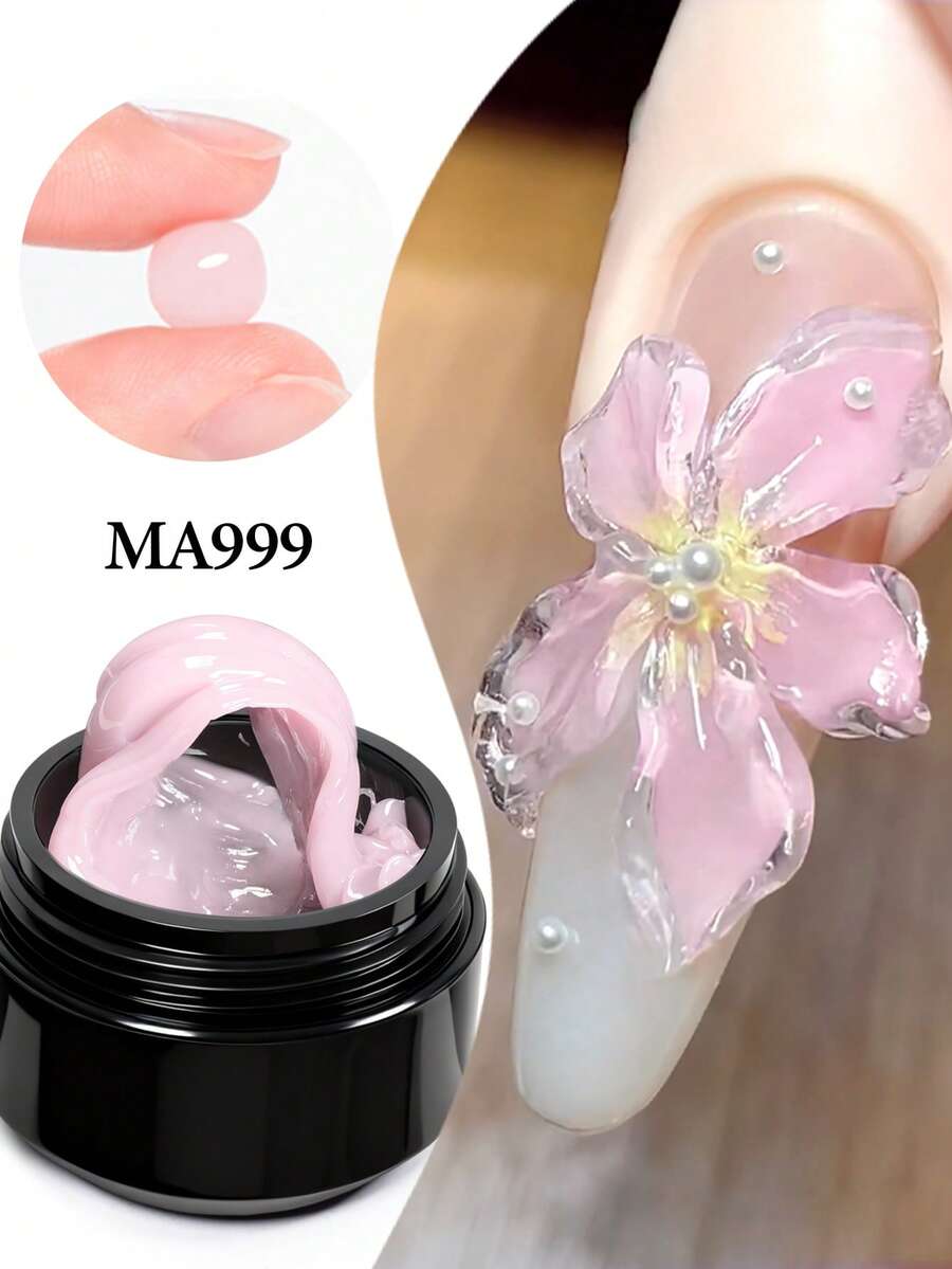 MEET ACROSS 1pc 15ml Nude Pink Non Stick Hand Extension Gel Nail Polish For 3D Shaping/Sculpting/Carving, Nail Art Solid Jelly Hard Gel For Fake Nail Carving Flower Nail Art Acrylic Gel Varnish Rhinestone Glue Gel Easy To Operate Manicure For Home And Slaon Nail Supplies Nails - 粉色 - 查看 1