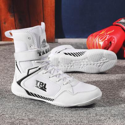 男士拳击鞋、武术鞋、摔跤鞋、高帮男士搏击鞋、拳击鞋、训练鞋、靴子、泰拳鞋、健身搏击鞋、高品质男士专业运动鞋、舒适防滑透气踝部支撑纹理鞋