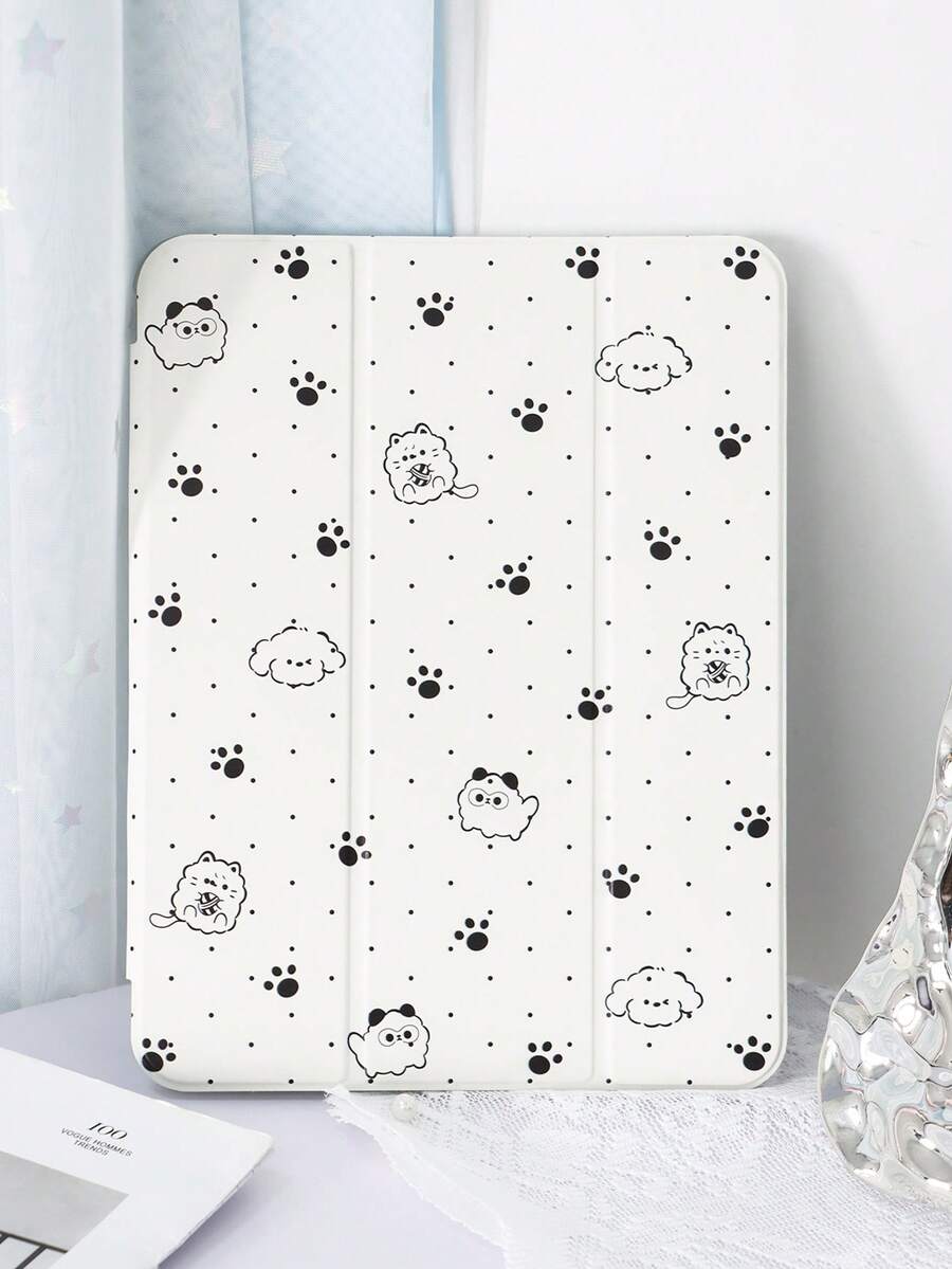 1 件装可爱猫爪印彩绘平板电脑保护套，兼容 iPad Mini 4/Mini 5/Mini 6/Mini 7/Air/Air 2/9.7/10.2/10.5/Air 4/Air 5/10.9/Pro 11 英寸/第十代/iPad Air 11 英寸 (M2)-2024/iPad Pro 11 英寸 (M4)，不含触控笔，内置触控笔插槽，三折支架，TPU 软边保护，防摔耐磨，磁吸式睡眠/唤醒功能，简约/创意/个性化/趣味/可爱/小众平板电脑保护套 - 黑色 - 查看 1
