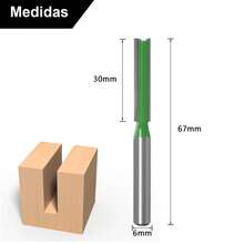 Fresa Longa 6x30 Corte Reto Para Madeira e MDF Tupia Marcenaria - Verde - Visão 6