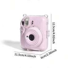Transparent Film Crystal Camera Case Shoulder Bag With Strap & Cute Stickers For Mini 12 Camera, Travel Friendly