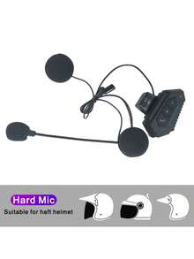 摩托车蓝牙5.0头盔耳机无线免提通话套件立体声抗干扰防水音乐播放器扬声器 - 硬麥克風 - 查看 8