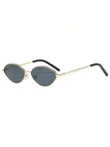 Fashionable Small Frame Oval Metal Fashion Glasses - Multicolor - View 2