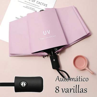 Paraguas,Paraguas automático,Sombrilla Plegable Automática para Exterior de 8 Costillas, Protección Solar y Contra Rayos UV, Resistente al Agua y al Viento, Compacta y Portátil, Mini Paraguas,Ideal Para Salir, Protege Contra Quemaduras Solares y Lluvias, Perfecto Para Viajes, Trabajo y Escuela