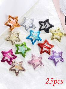 10/25pcs Colorful Shiny Star Hair Clips, Girls Hip Hop Personalized Design Hair Accessories, Sweet & Cool Fashion Party Hair Decorations - Multicolor - View 8