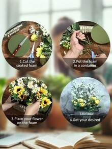 Round Floral Foam, Green Wet Dry Flower Foam Bricks, DIY Floral Supplies, Wet Floral Foam Floral Supplies, Wet Floral Foam Round Floral Arrangement Set, Suitable For Wedding Aisle Fresh Flowers, Artificial Flowers, Handicrafts, Florals, Art Decor - Multicolor - View 6