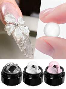 MEET ACROSS 3pcs/15ml Pink Non-Sticky Extension Gel Nail Polish Set, Suitable For 3D Shaping/Carving/Sculpting, Solid Jelly Hard Gel For Fake Nail Flower Carving, Acrylic Gel Paint, Rhinestone Glue Gel, Easy To Use For Home And Nail Salon - 彩色 - 查看 12