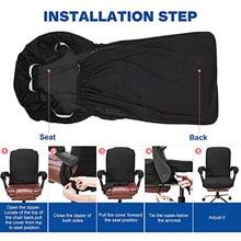 Funda para Silla de Oficina Funda para Silla de Computadora Funda Elástica para Silla de Escritorio con Fundas para Reposabrazos Cubierta de Asiento de Oficina Alto Jacquard Tamaño Grande - negro - Ver 7