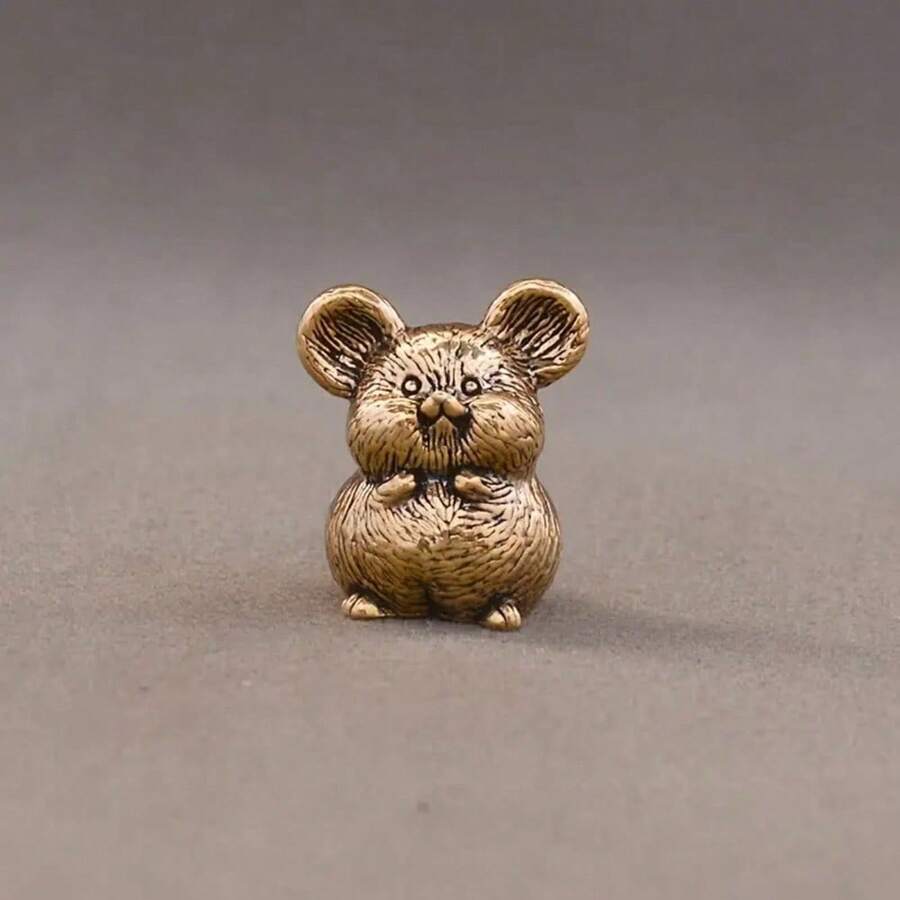 1 Piece Minimalist Cute Little Mouse Desktop Decoration Forged Brass Polished Durable Exquisite Metal Craft Home Office Desk Decor Gift For Animal Lovers Home Decor Enthusiasts - 可愛的小老鼠 - 查看 1