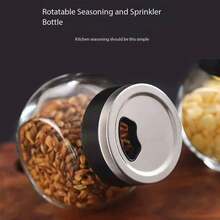 1pc Glass Seasoning Bottle, Rotating Multi-Hole Lid Sealed Jar, Spice Shaker, Pepper Grinder, Kitchen Supplies - Multicolor - View 5