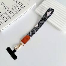 1条皮革金属挂绳，复古印花织带，宽版手机挂绳，防丢 - 彩色 - 查看 13