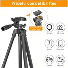60 Inch/152cm Camera Tripod With Travel Bag, Mobile Phone Tripod With Remote Control, Professional Aluminum Alloy Portable Stand - White - View 8