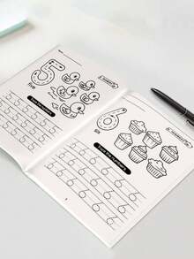 28 Pages Reusable Handwriting Practice Workbook, Math Practice Book, Magic Practice Notebook Set, Student Stationery, Back To School, Christmas Gift, Suitable As Learning Reward, Holiday Or Birthday Gift - Multicolor - View 9