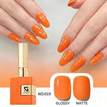 Sơn móng tay dạng gel màu cam tươi sáng 16ml, màu cam chanh rực rỡ, màu bí ngô cho mùa hè, đi biển, Halloween, thu. Sơn gel UV LED dễ tẩy, cần có lớp sơn lót và lớp sơn phủ. Màu sơn phù hợp với màu móng tay. - Màu cam rực rỡ - Xem 4