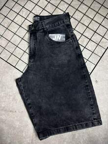 Dazzling Black Marble Stonewashed Baggy Bermuda Shorts By Sportlife - màu đen - Xem 8