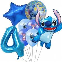 8入 Lilo & Stitch 數位氣球套組，純藍色調清新舒暢，適合生日派對與主題聚會 - 彩色 - 查看 6