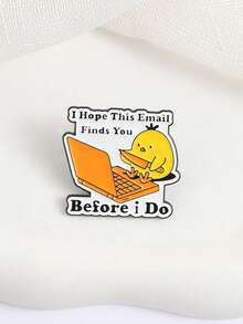 1 Piece Sharp Workplace Satire Enamel Pin Badge Yellow Chick Typing Design Email Pun Humorous Slogan Pin For Office Workers Emotional Resonance And Daily Fun Stress Relief Scene - Multicolor - View 8