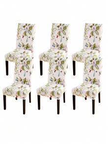 1/2/4/6pcs Printed Milk Silk High Back Chair Covers, Random Pattern Cutting, Modern Polyester Stretch Dust-Proof & Washable Slipcovers For Living Room, Dining Room, Bedroom - Multicolor - View 12