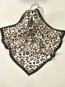 1pc Women's Classic Leopard Print 70*70cm Bandana Scarf, Fashionable UV Protection Multifunctional Headwear, Suitable For Daily Wear - Multicolor - View 4