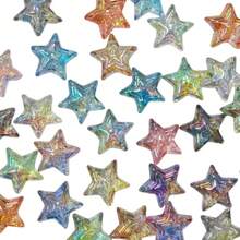 10pcs UV Glow Shiny Star Beads For DIY Jewelry Making, Phone Straps, Necklaces, Earrings, Keychains - UV Iridescent Sparkling Star Beads - View 6