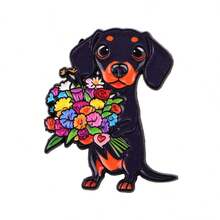 2pcs/Set Cute Enamel Pin Lapel Pins Badges On Backpack Women's Brooch Clothes Gift Jewelry Fashion Accessories - Black - View 6