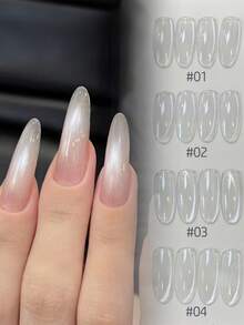 MIANEL 10ml 冬日星空白色玻璃珠猫眼凝胶指甲油 白色月光灯泡水晶宽猫眼指甲油 冬季美甲用品 超白美甲沙龙特别礼物 女孩美甲用品 - 彩色 - 查看 2