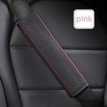 1pc PU Leather Embossed Car Seat Belt Cover, All Season Universal Auto Interior Accessories,Car Accessories - one-size - View 13