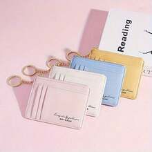 New Zipper Women's Coin Purse Small Wallet Multi-Card Slot Keychain Card Holder - Pink - View 10