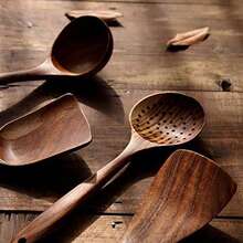 Classic 5-Piece Hardwood Kitchen Utensil Set | The Essential Collection For Every Cook - Brown - View 4