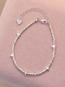 1pc S925 Sterling Silver Delicate Broken Star Chain Bracelet, Luxury Minimalist Princess Style Jewelry, Versatile For Daily Wear, Exquisite Gift