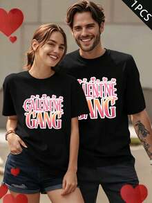 Galentine Gang Couple Matching TShirt Spring, 100% Cotton, Round Neck, Loose Fit, Comfortable, Street Hip-Hop - WomenBlack-1PC - View 1