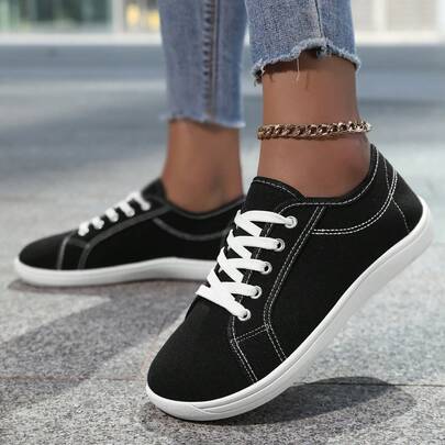 Women's Barefoot Running Shoes - Wide Width Athletic Sneakers, Wide Toe Box, Black-White-Black & White-Red-Blue Designs, Outdoor Sports Long Walking, Suitable For Walking And Tennis - Sporty Style