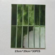1/12/30片装绿色砖纹自粘瓷砖防溅板，防水墙纸，适用于客厅、厨房、浴室，Zellige风格