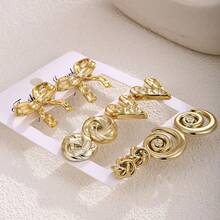 10件套波西米亚风树脂蝴蝶结多元素耳环套装，适合日常搭配、节日和送礼 - 金色 - 查看 3