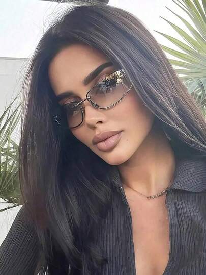 1pc Curved Frameless Metal Leg Women's Fashion , Suitable For Daily Wear, Beach, Outdoor, Travel, Back To School Accessories