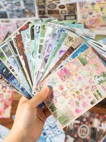 30pcs Mirror Retro Style Sticker Book, Fun Decorative Stickers Suitable For Student Diary, Scrapbooking DIY - Multicolor - View 9