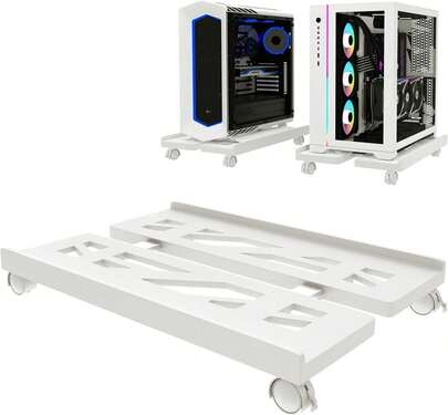 Mobile CPU Stand, CPU Rolling Stand Adjustable Computer Mobile Cart Holder With Locking Caster Wheels PC Stand - White : .Ca: Electronics