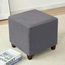 1 pieza Funda de otomana cuadrada de jacquard elástica, antideslizante y duradera para reposapiés, funda todo incluido para taburete, protector de muebles - Multicolor - Ver 10