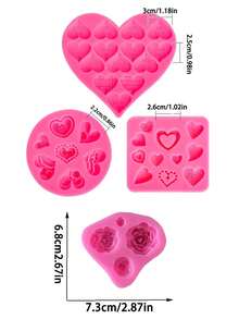 3pcs/1pc Valentine's Day Baking Molds, Heart/Rose Shaped, Various Heart Shapes, Chocolate Molds, Fondant Molds, Cookie/Candy/Pudding Molds, DIY Decorations, Suitable For Holiday Parties, Themed Events, Weddings, Mother's Day - Multicolor - View 10