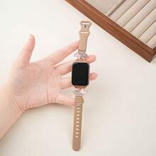 1pc Women's Butterfly Pattern Rhinestone Metal Splice Silicone Watch Band, Compatible With Apple Watch 38/40/41/42/44/45/46/49mm Models, Also Compatible With Apple Watch S10/11/9/8/7/6/5/4/3/2/1 And SE Series, Fashionable Casual Design, Soft Material - Multicolor - View 23