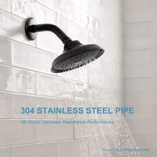 Senlesen Brazo de ducha de acero inoxidable Brazo extensor para cabezal de ducha de 15 cm con brida Extensor de brazo de ducha para cabezal de ducha fijo (negro mate) - Negro - Ver 4