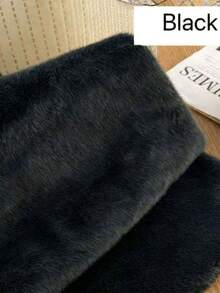 1pc Faux Fur Fabric, Warm Plush Imitation Rabbit Fur Fabric For Clothing, Pet Supplies, Handmade Materials - Black - View 1
