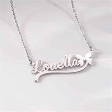 Personalized Name Necklaces Suitable For Teenagers Stainless Steel Butterfly Style Custom Name Necklace, Beauty Sweet Necklace, Holiday Jewelry Gifts - Multicolor - View 5