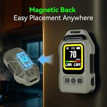 Detector portatil de monoxido de carbono 4 en 1 mini alarma de CO recargable con parte trasera magnetica monitor de calidad del aire de 300 H sensor de temperatura y humedad para el hogar viajes - Verde oscuro - Ver 3